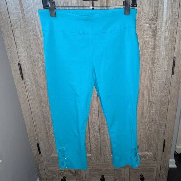 *3 FOR $9* Attyre Crop Capri Length Calf Cut Out Rhinestone Ankle Pull On Pants - Picture 1 of 3